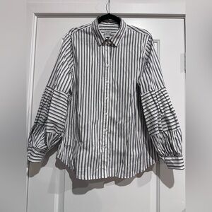 Chico's Black and White Striped Blouse